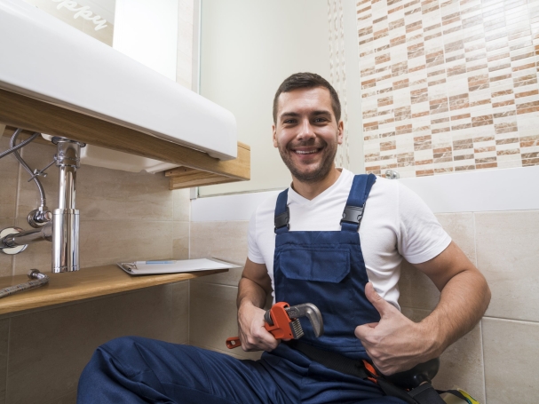 sanitary-technician-gesturing-thumb-up